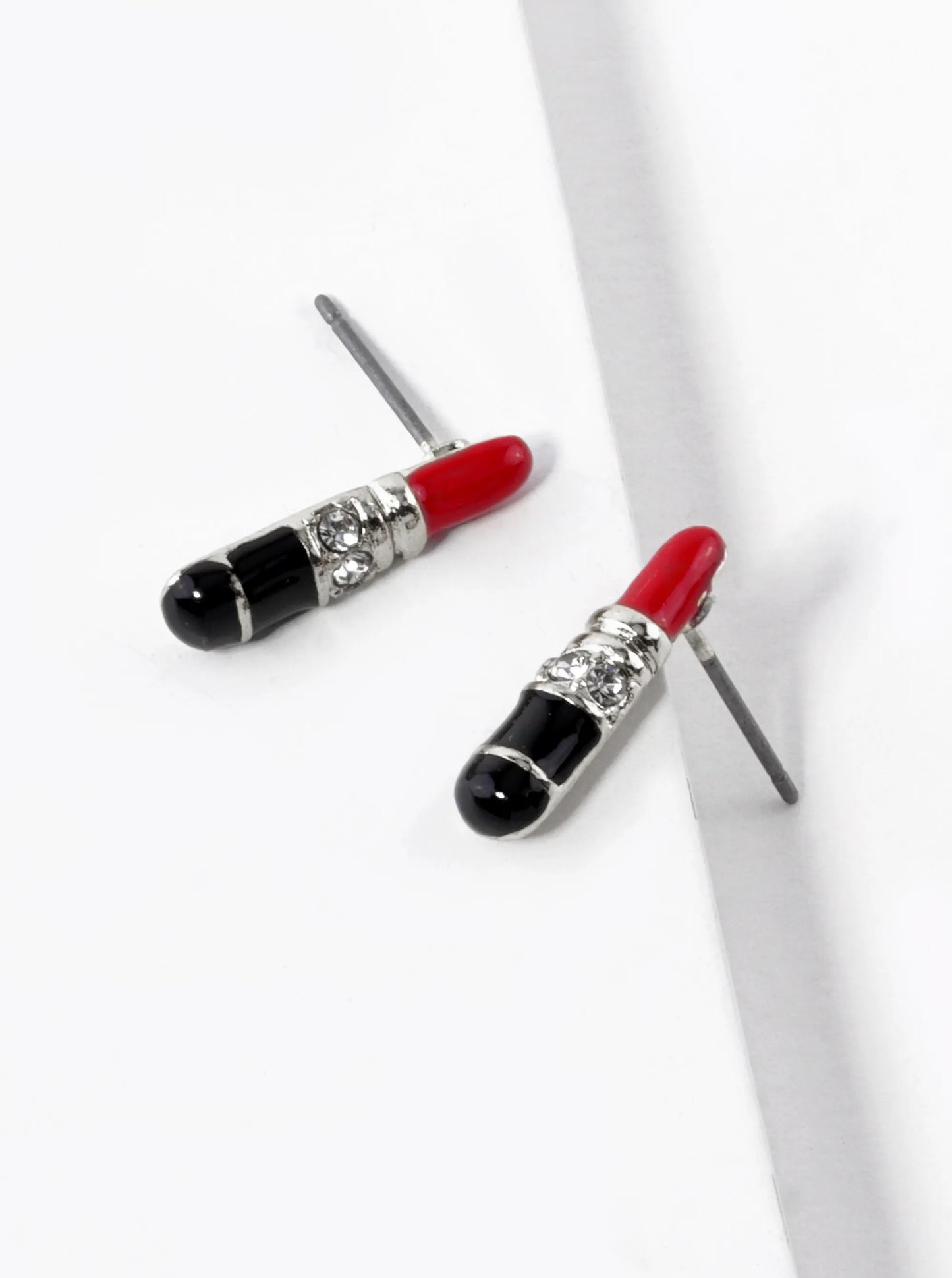 Enamel Filled Dainty Lipstick Stud Earrings