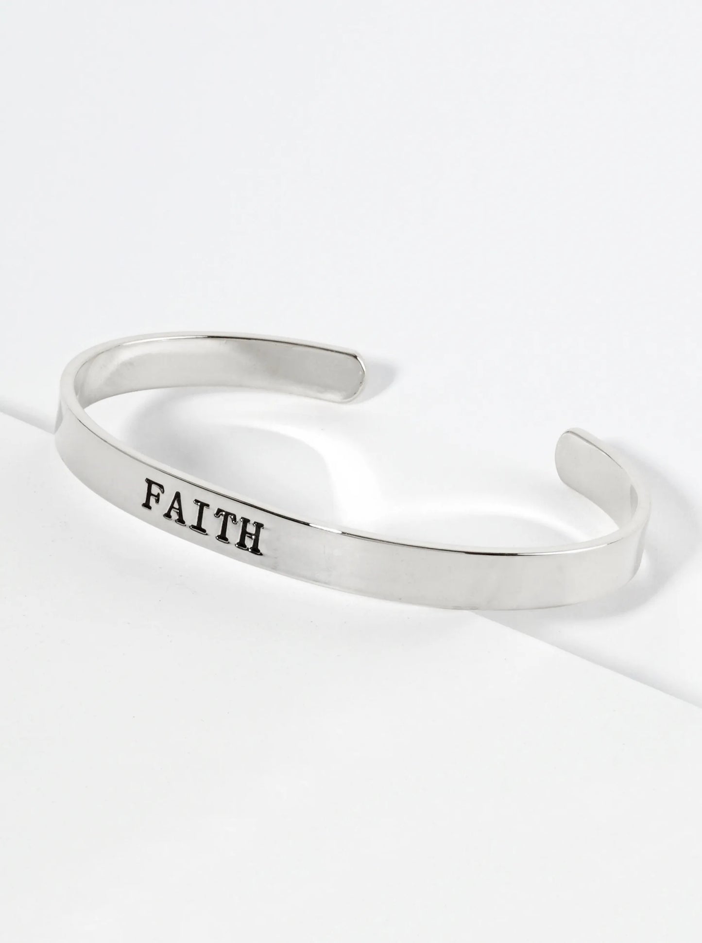 Faith Engraved 18K Gold Dipped Open Cuff Bangle Bracelet