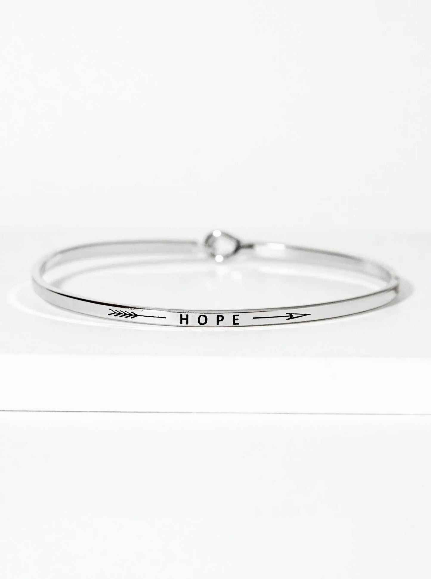 Hope Arrow Engraved Inspirational Bangle Bracelet