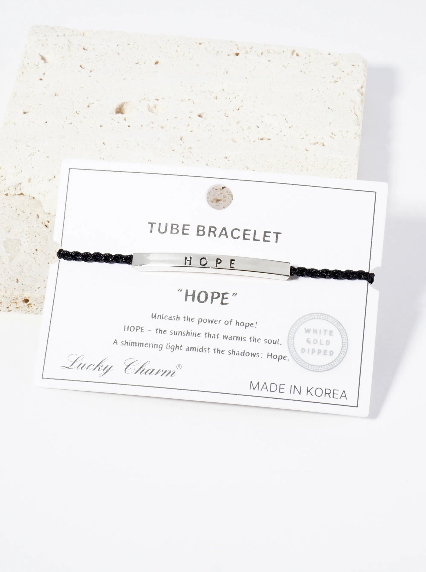 Hope Engraved 18K Gold Dipped Curved Brass Tube Bar Adjustable Pull Tie Bracelet