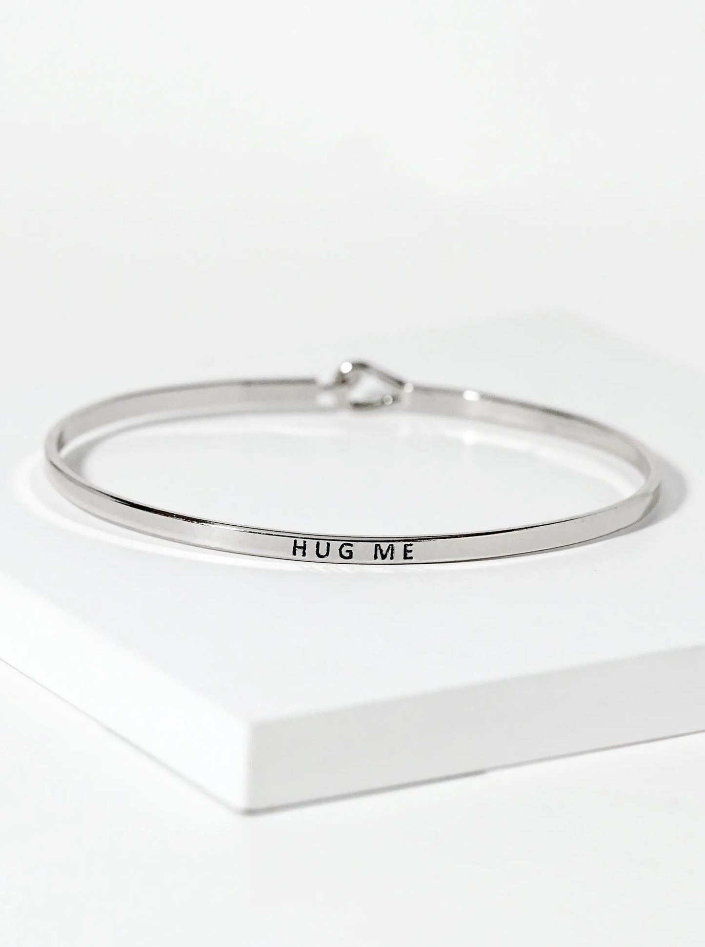 Hug Me Engraved Inspirational Bangle Bracelet