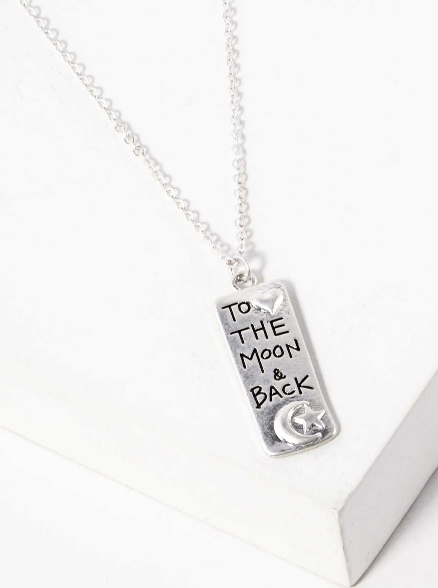 I Love You To The Moon And Back Engraved Pendant Necklace