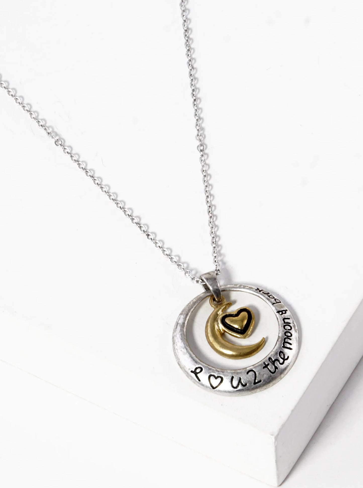 I Love You To The Moon And Back Engraved Pendant Necklace