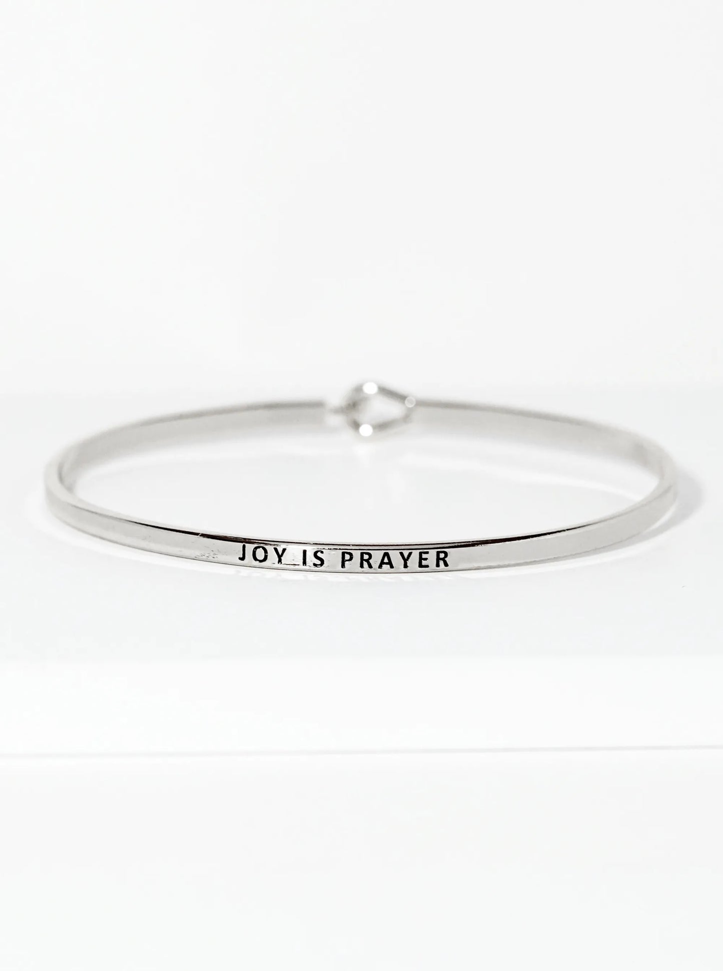 Joy Is Prayer Engraved Inspirational Bangle Bracelet