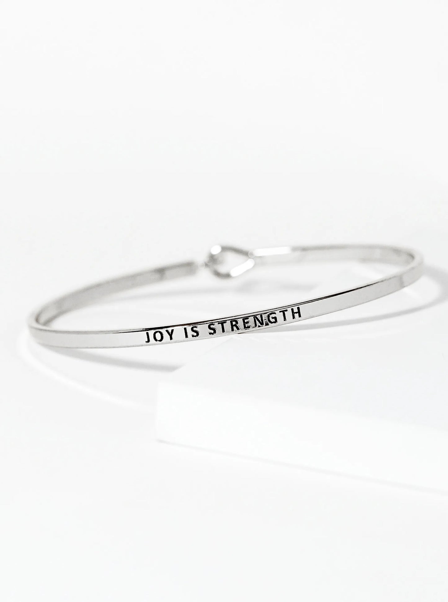 Joy Is Strength Engraved Inspirational Bangle Bracelet