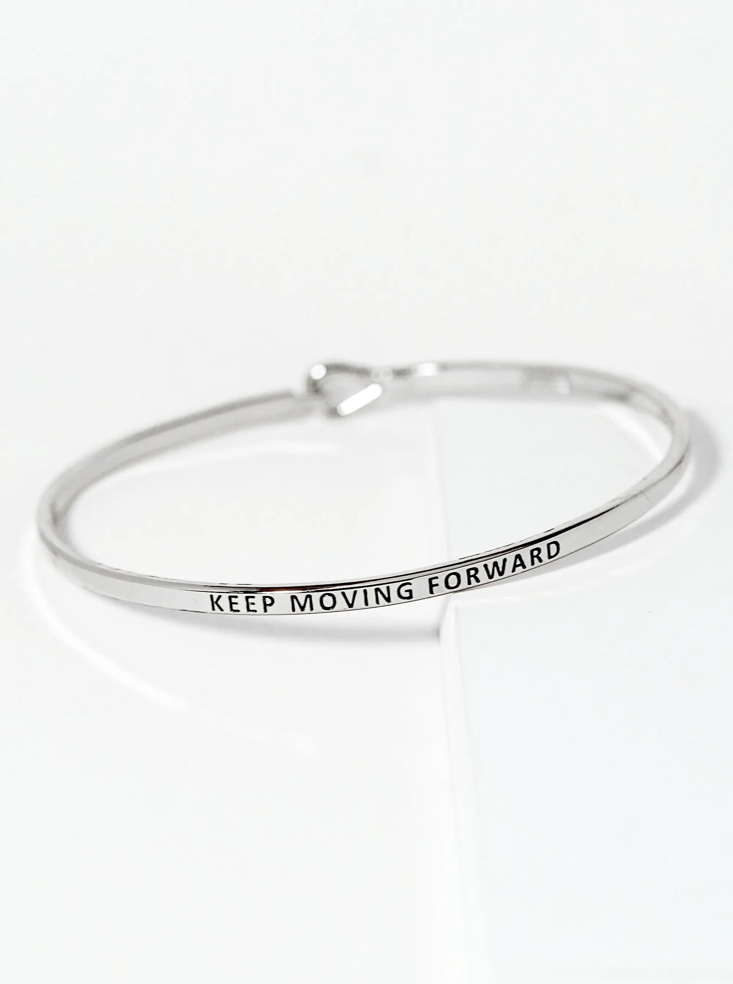 Keep Moving Forward Engraved Inspirational Bangle Bracelet