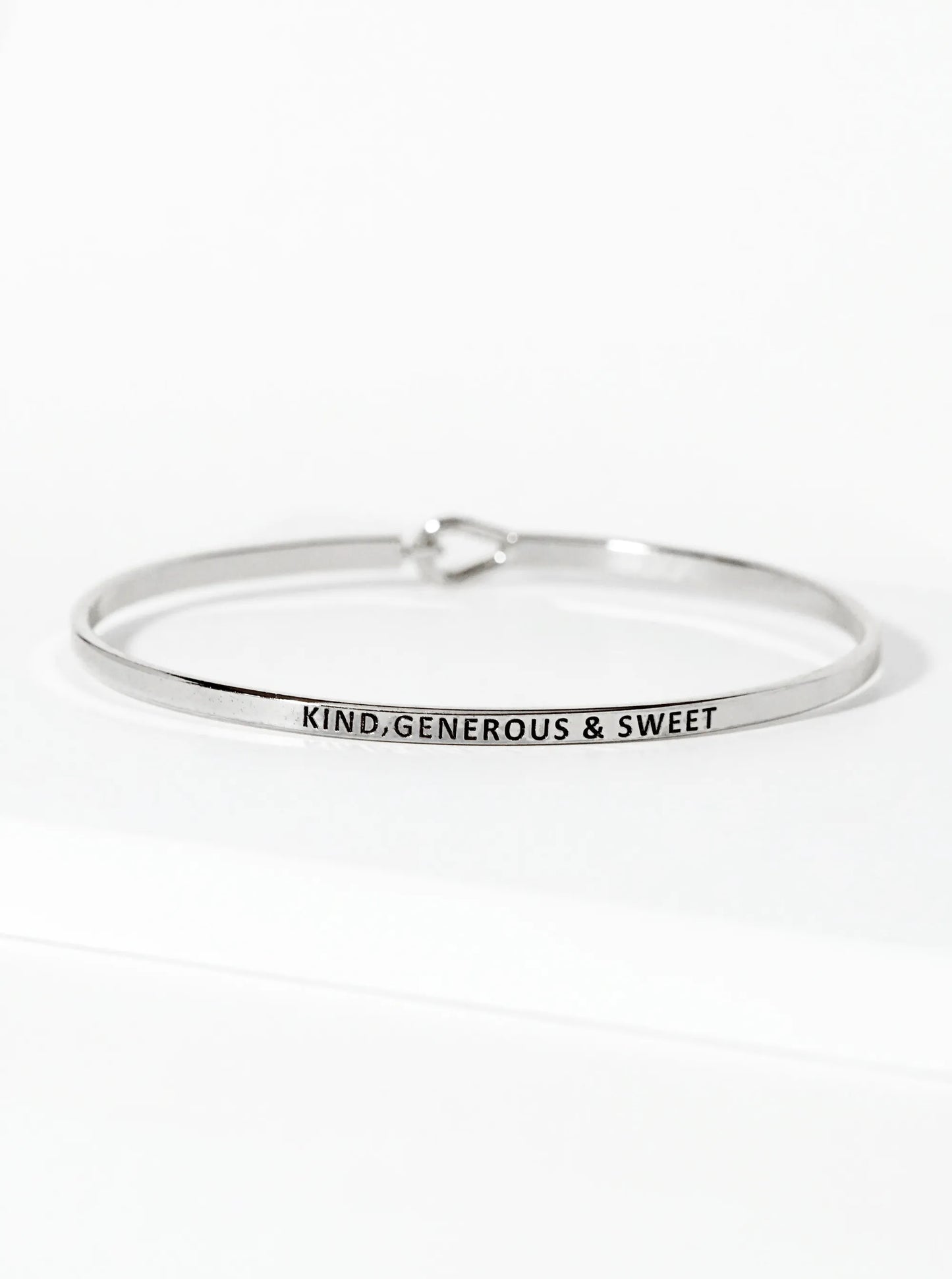 Kind Generous And Sweet Engraved Inspirational Bangle Bracelet