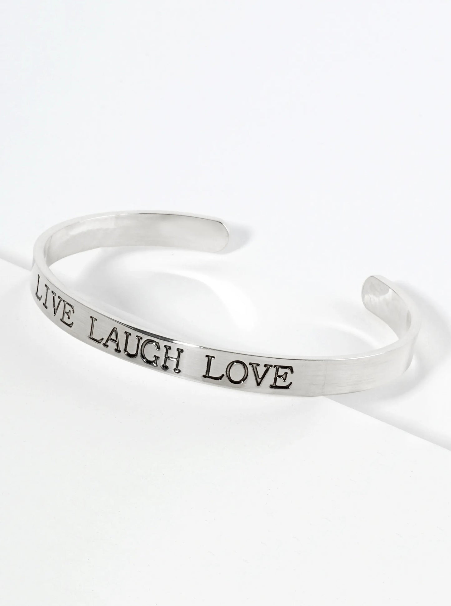 Live Laugh Love Engraved 18K Gold Dipped Open Cuff Bangle Bracelet