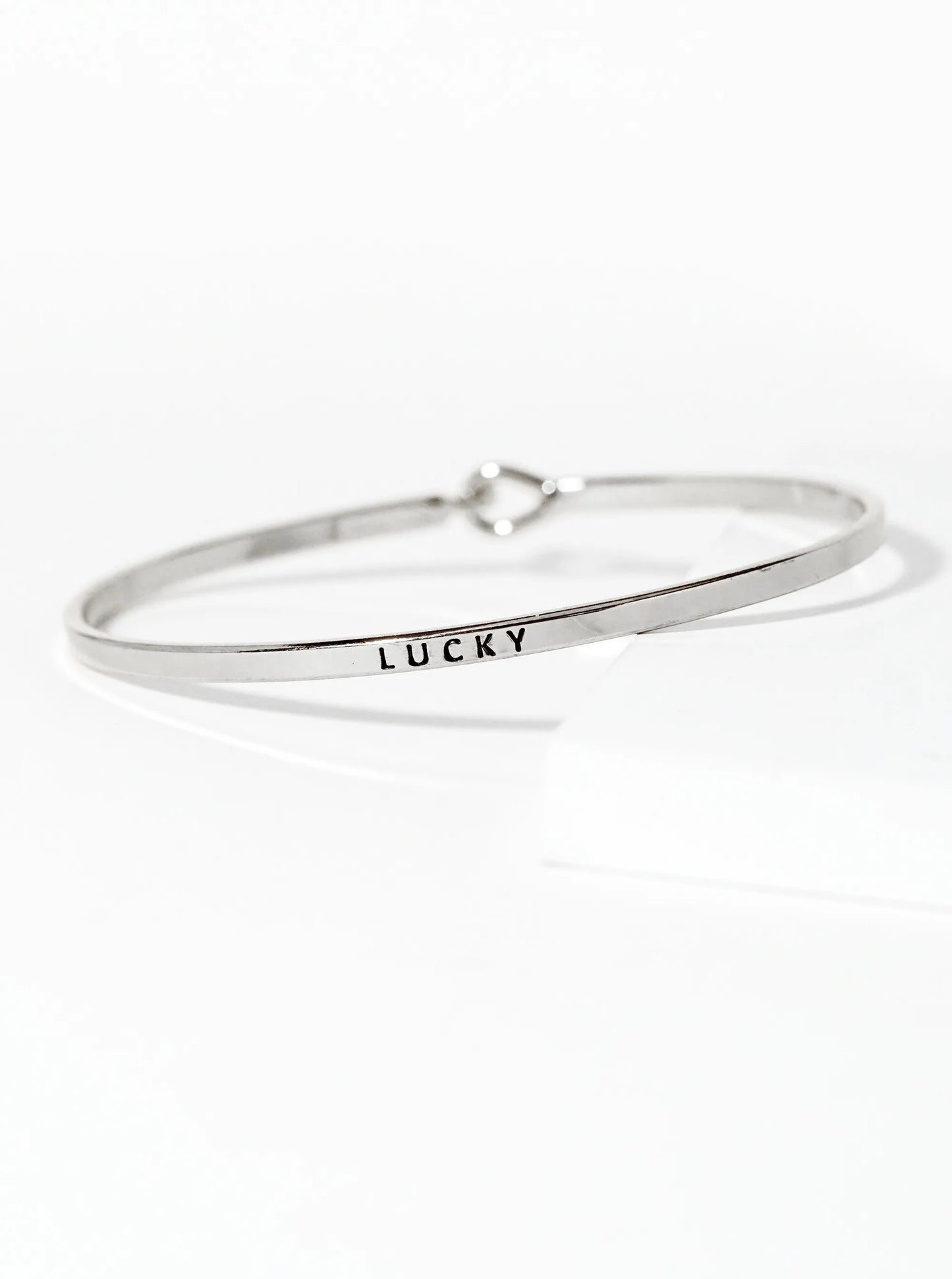 Lucky Engraved Inspirational Bangle Bracelet