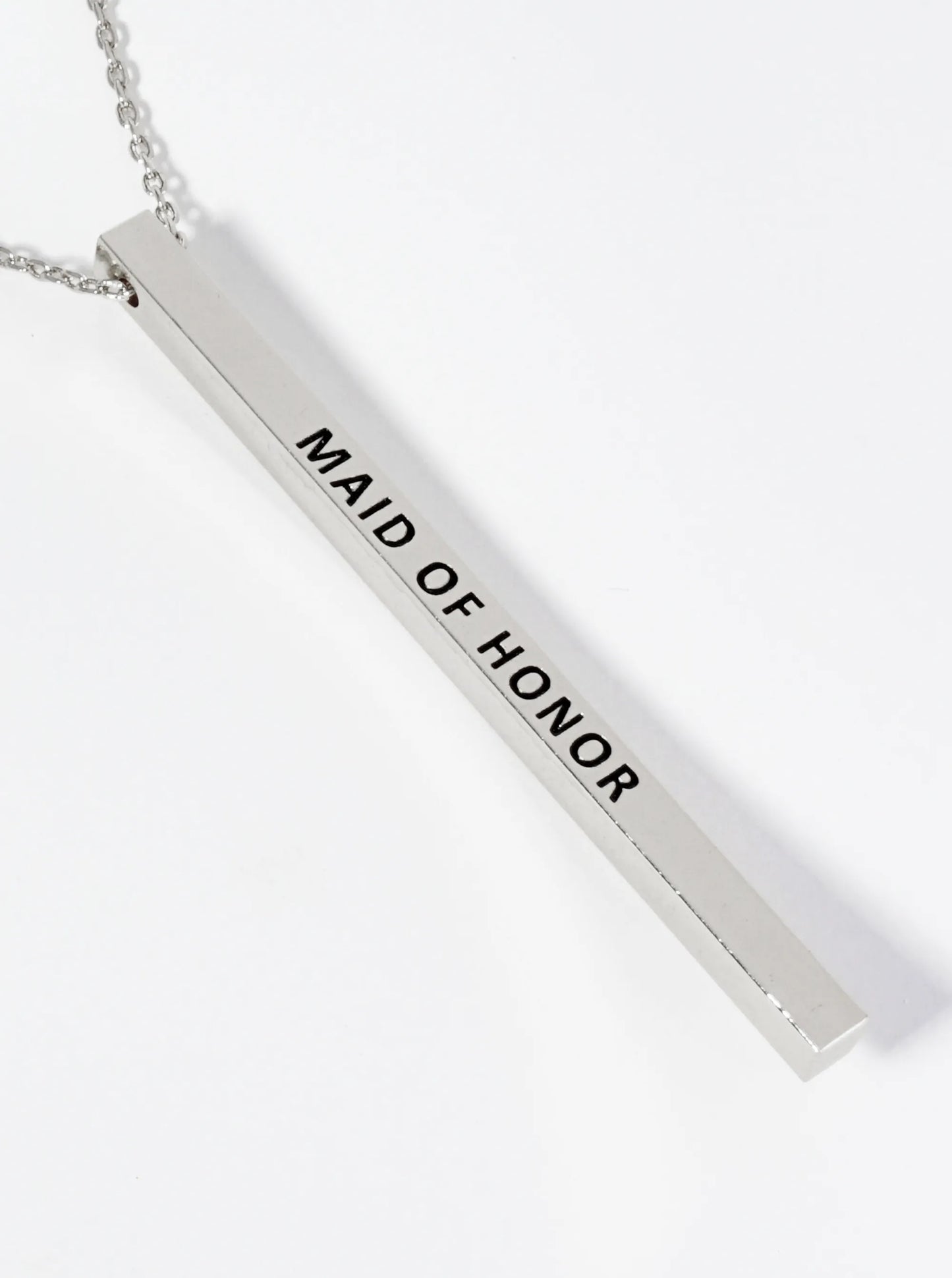 Maid Of Honor Engraved Vertical Bar Pendant Inspirational Necklace