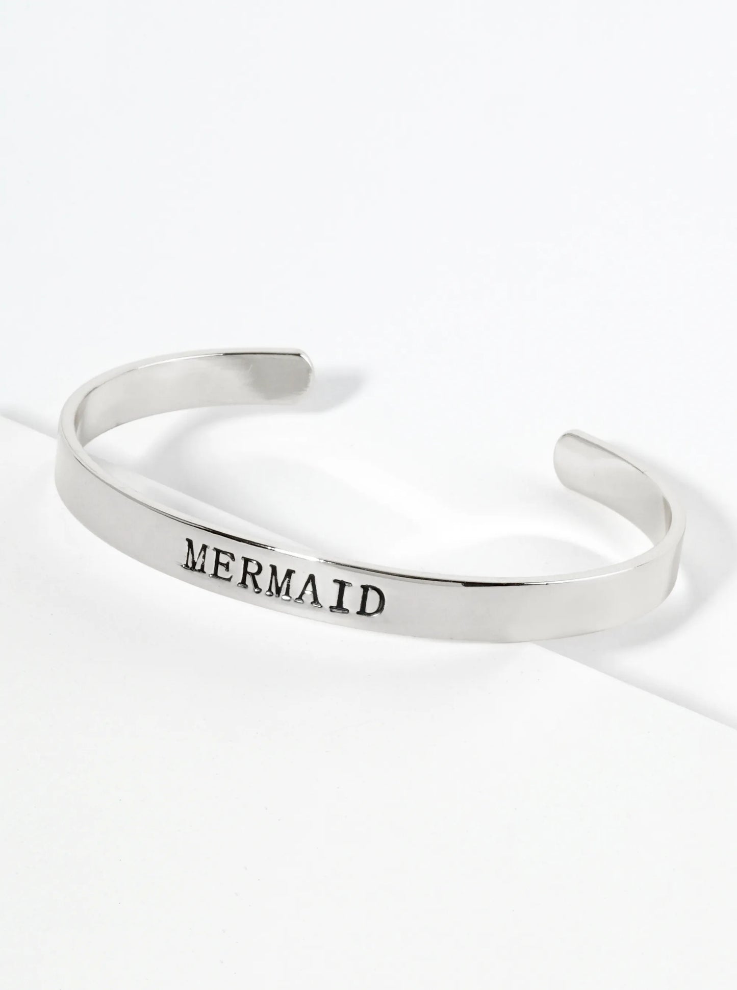 Mermaid Engraved 18K Gold Dipped Open Cuff Bangle Bracelet