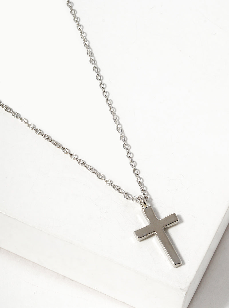 Metal Hollow Cross Pendant Necklace