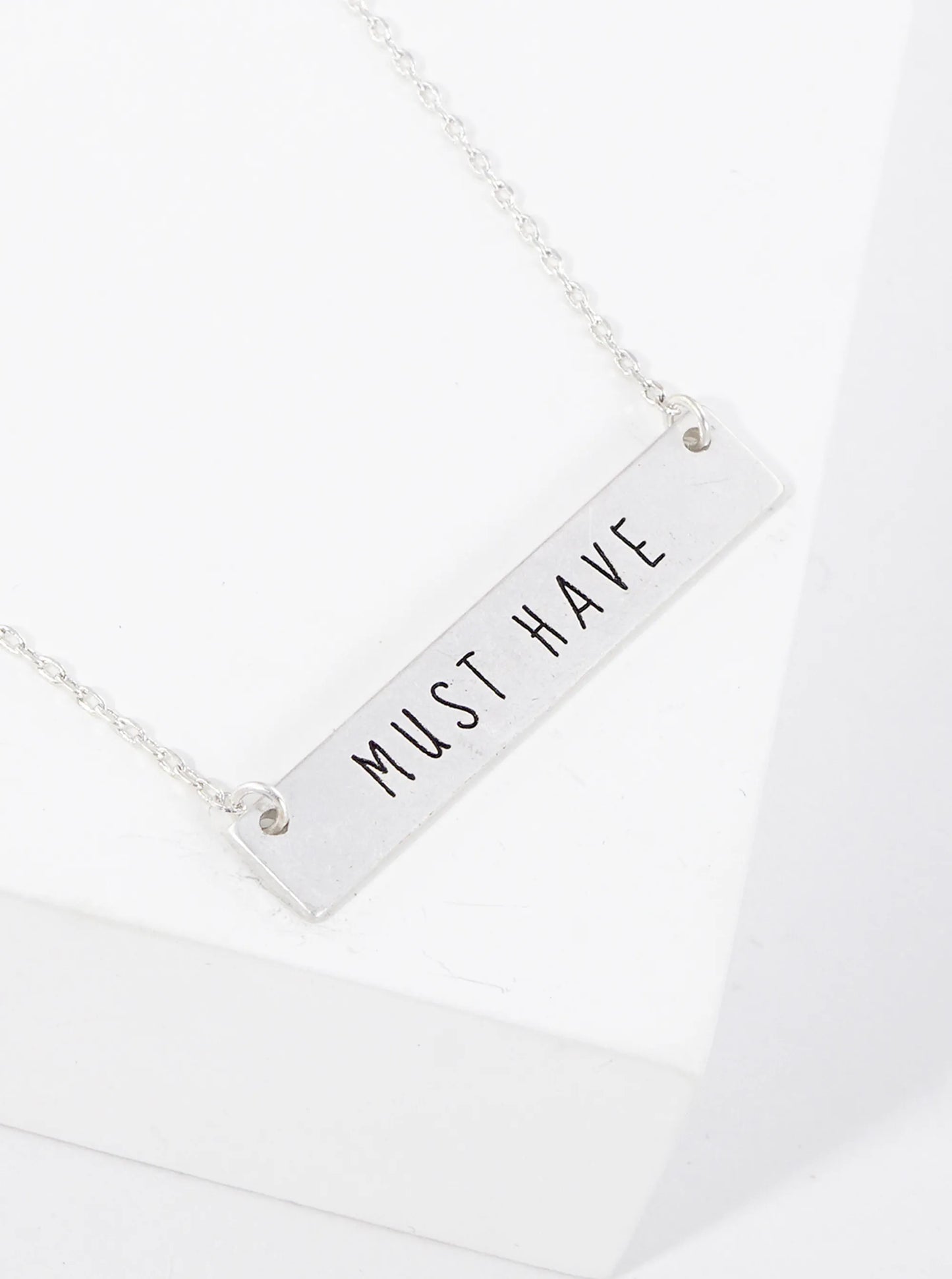Must Have Engraved Horizontal Bar Pendant Necklace