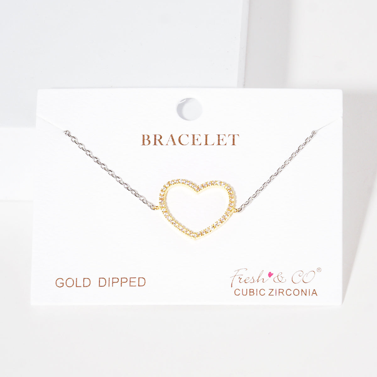 Pave Open Heart Charm Bracelet — PB1981