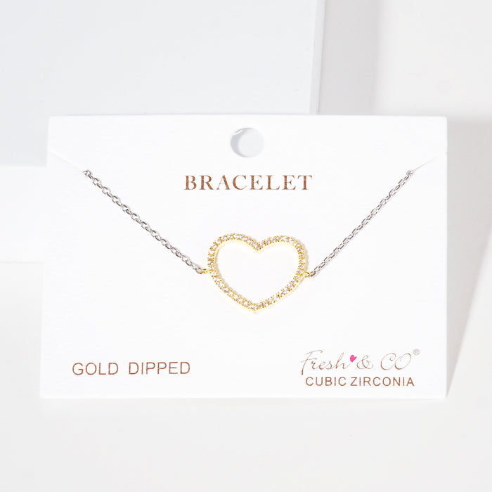 Pave Open Heart Charm Bracelet — PB1981