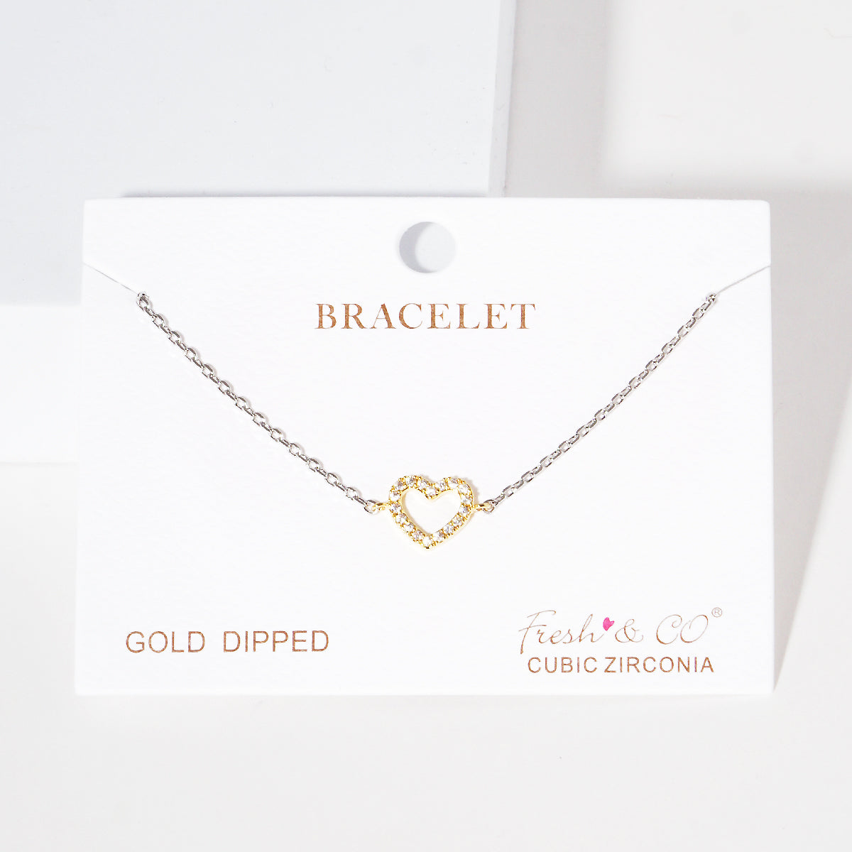 Pave Heart Charm Bracelet — PB1984