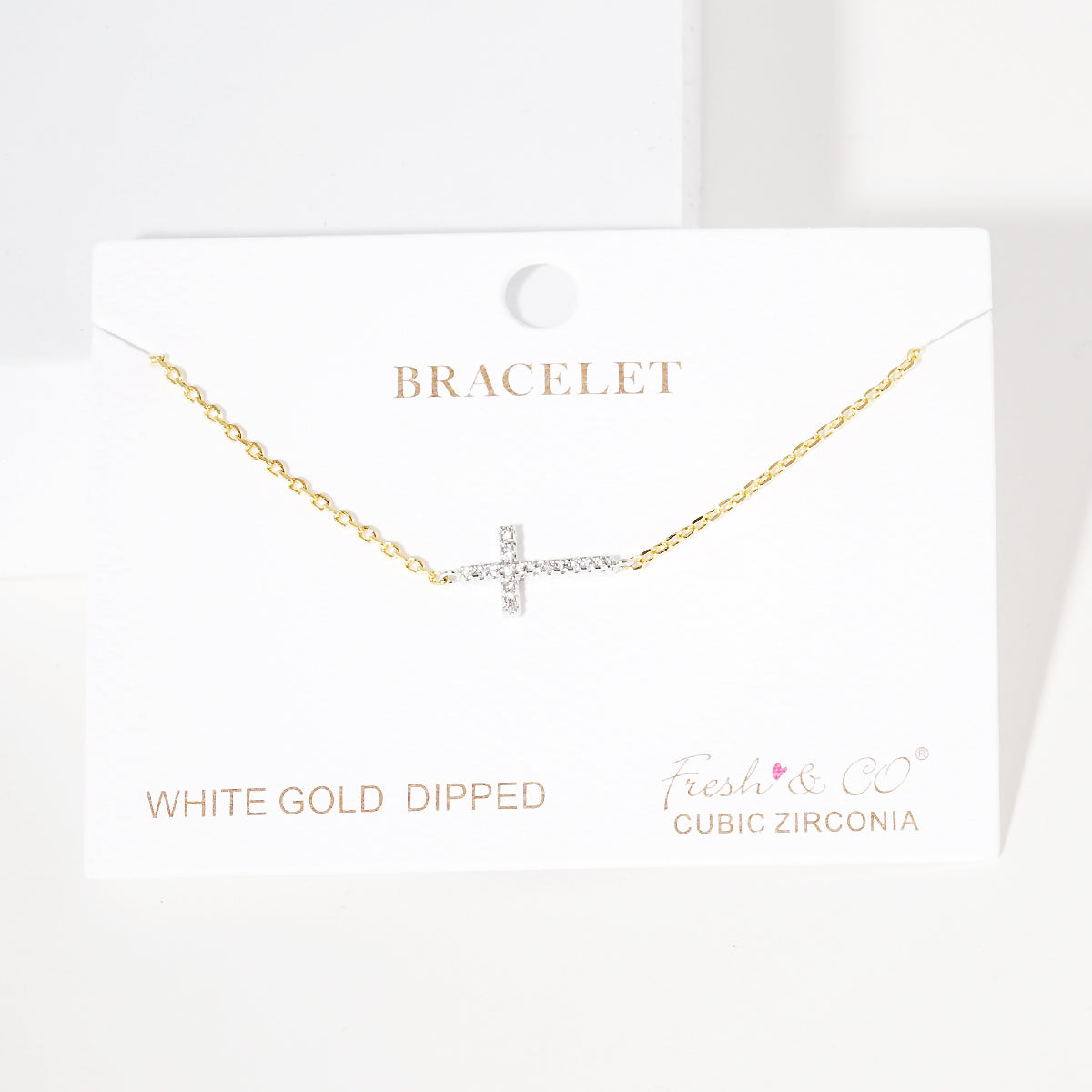 Pave Cross Charm Bracelet — PB1989