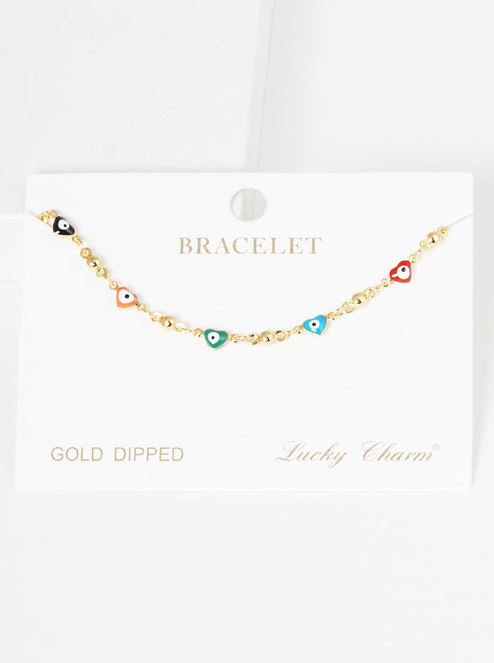 Multicolor Heart Station Bracelet — PB2170