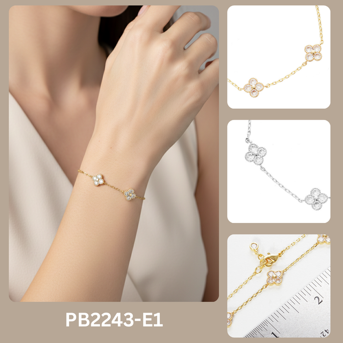 Pave Clover Station Bracelet — PB2243