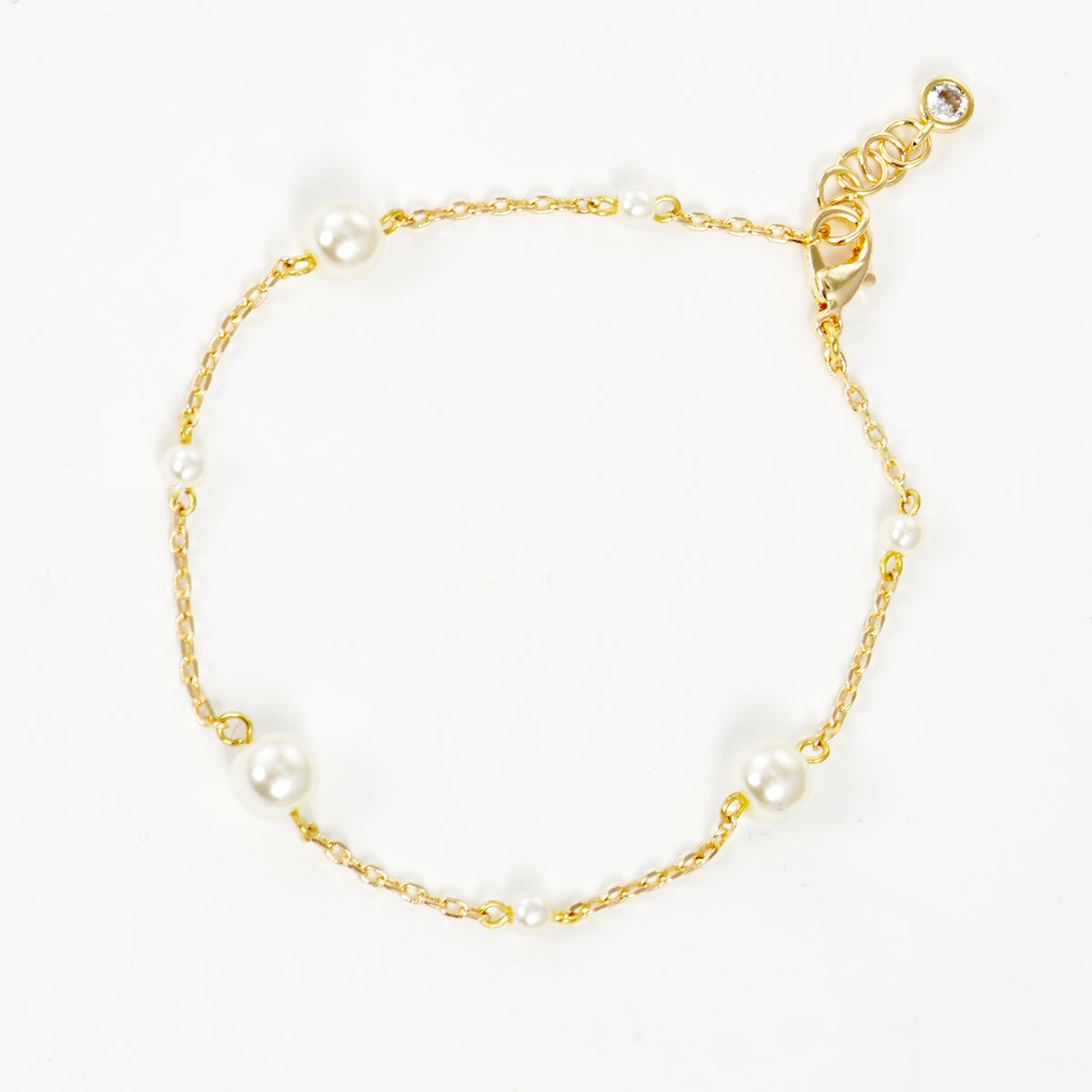 Pearl Paperclip Station Bracelet — PB2812
