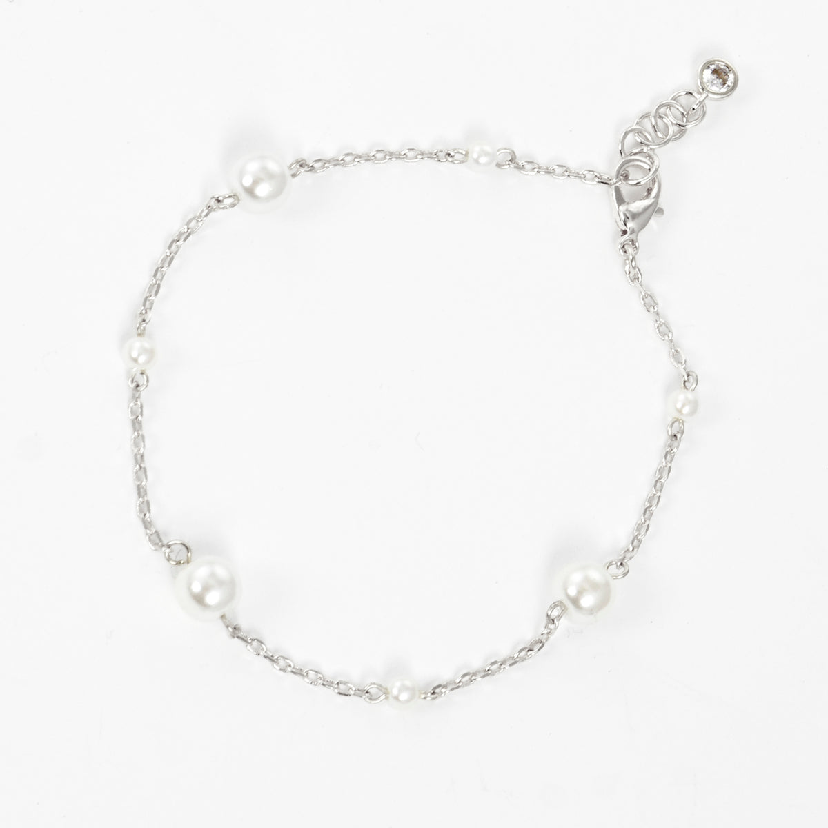Pearl Paperclip Station Bracelet — PB2812