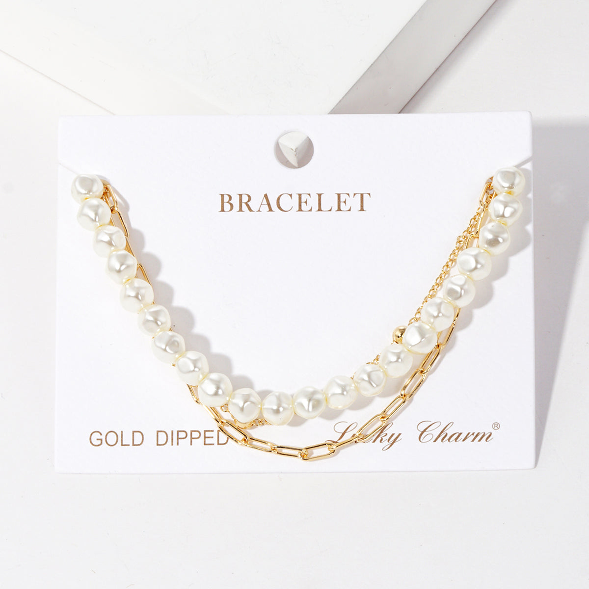 Pearl and Chain Layered Bracelet — PB2874