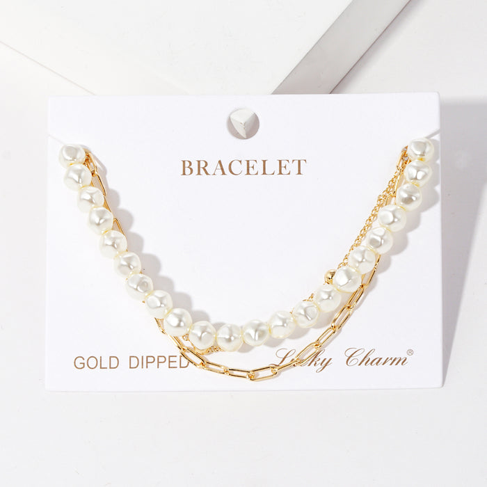 Pearl and Chain Layered Bracelet — PB2874