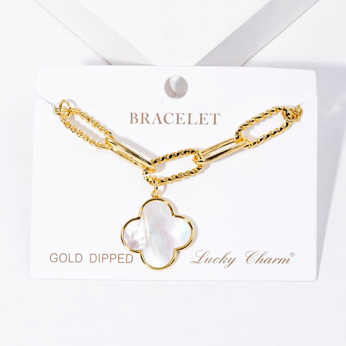 Enamel Clover Paperclip Chain Bracelet — PB2899