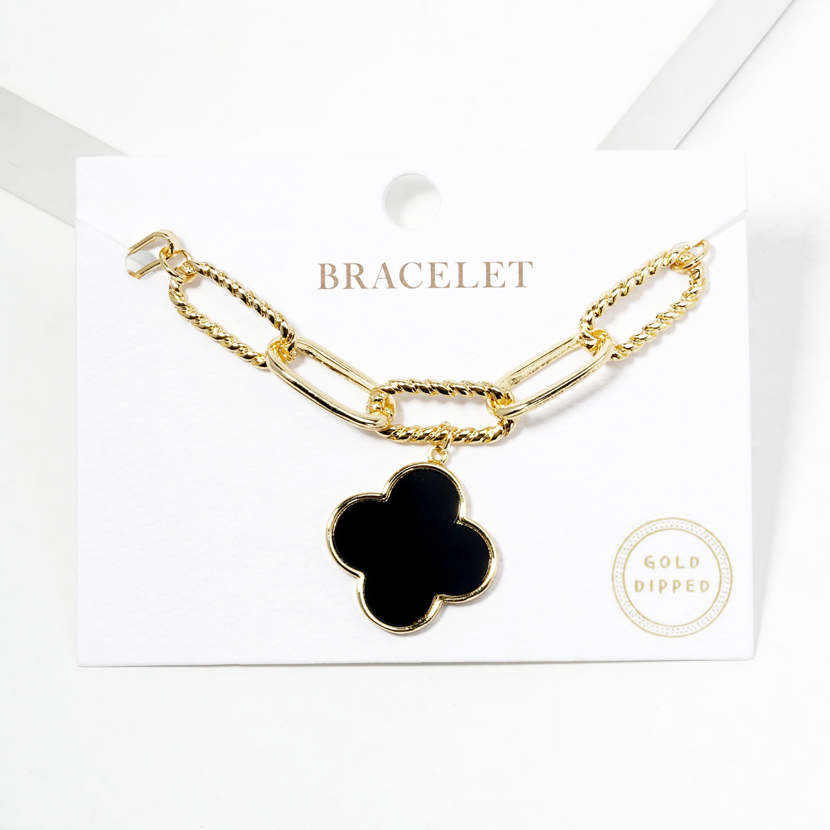 Enamel Clover Paperclip Chain Bracelet — PB2899