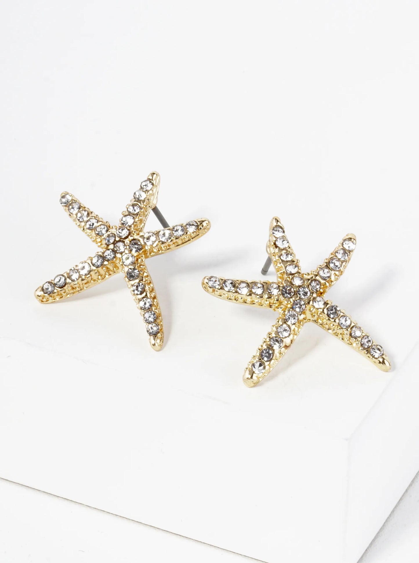 Pearl And Crystal Pave 20mm Starfish Stud Earrings