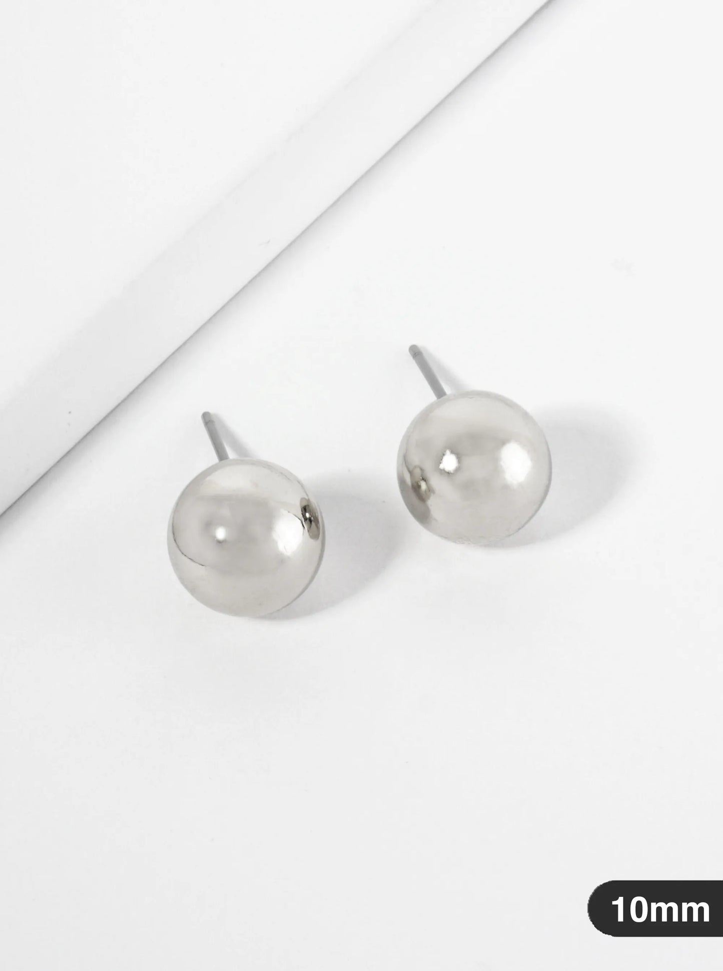 Polished Metal 10mm Brass Ball Stud Earrings