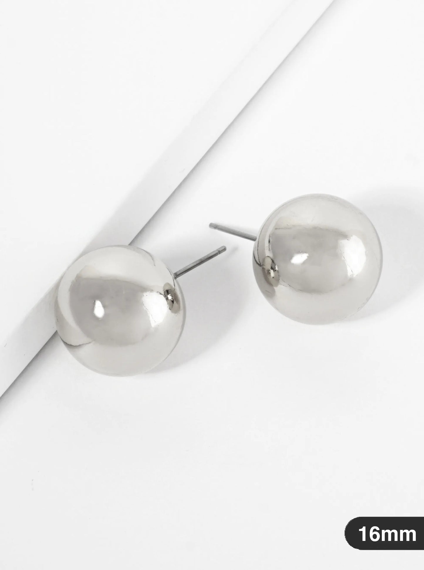 Polished Metal 16mm Brass Ball Stud Earrings