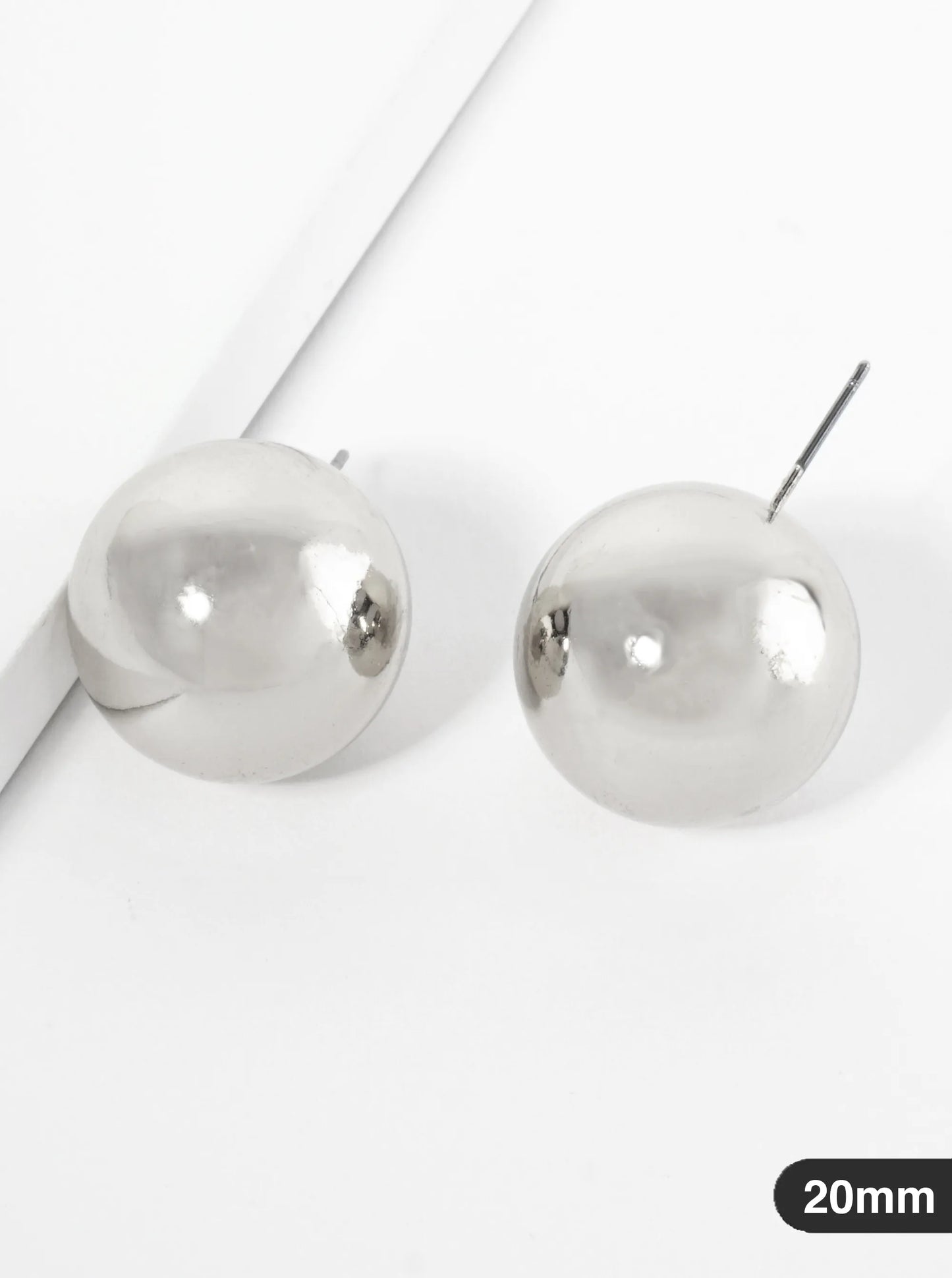 Polished Metal 20mm Brass Ball Stud Earrings
