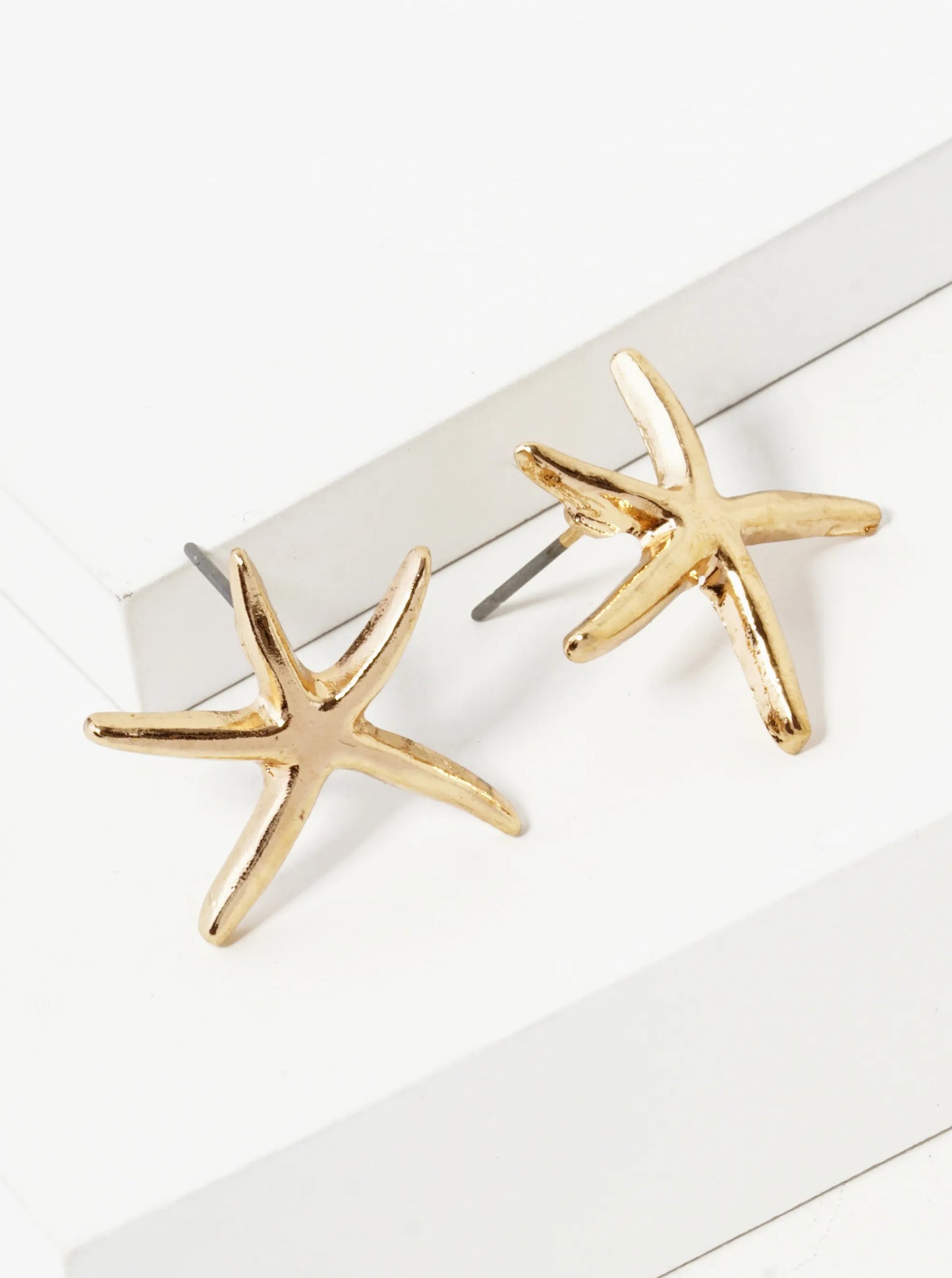 Polished Metal 20mm Starfish Stud Earrings