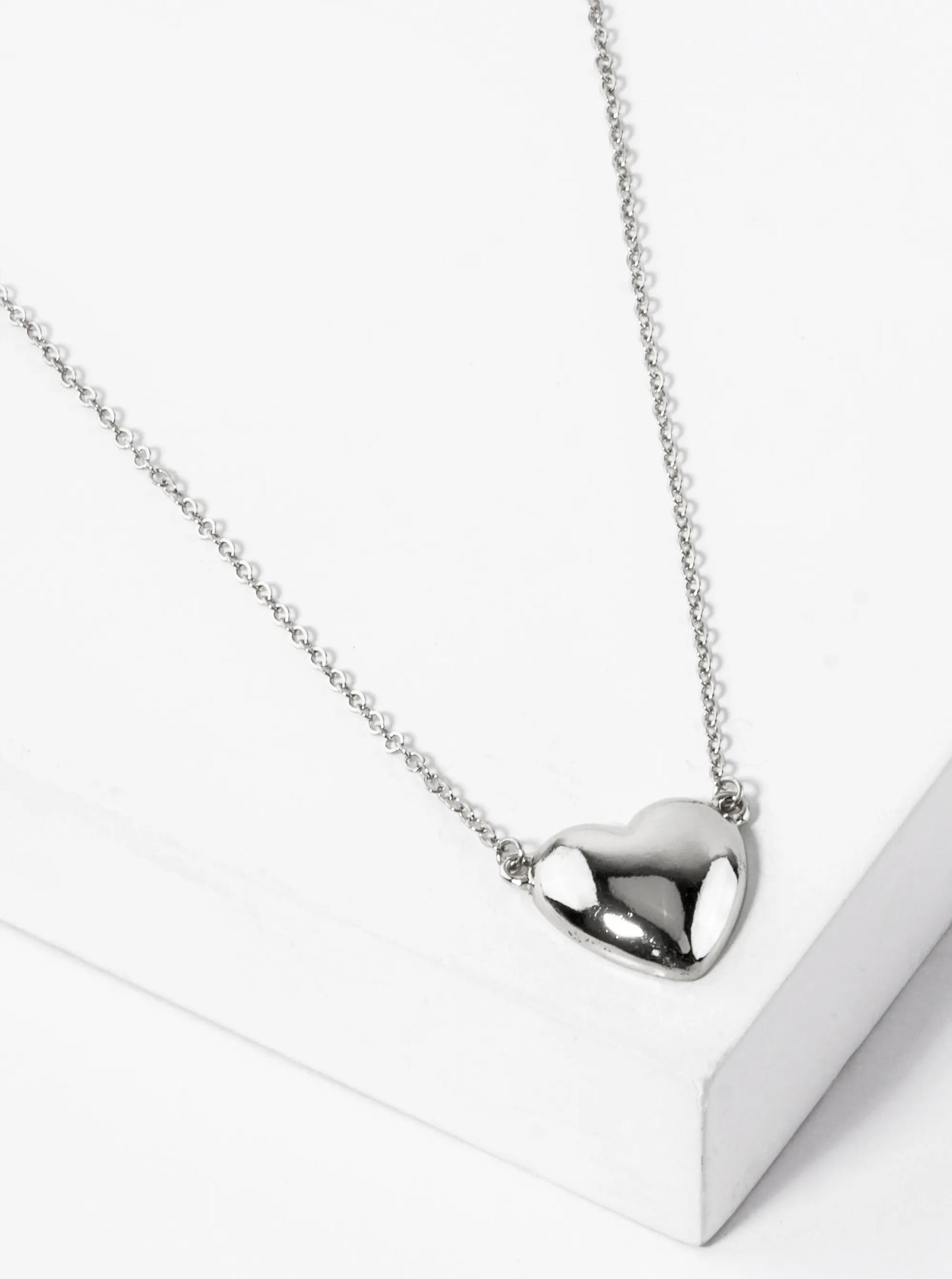 Polished Metal Heart Pendant Necklace