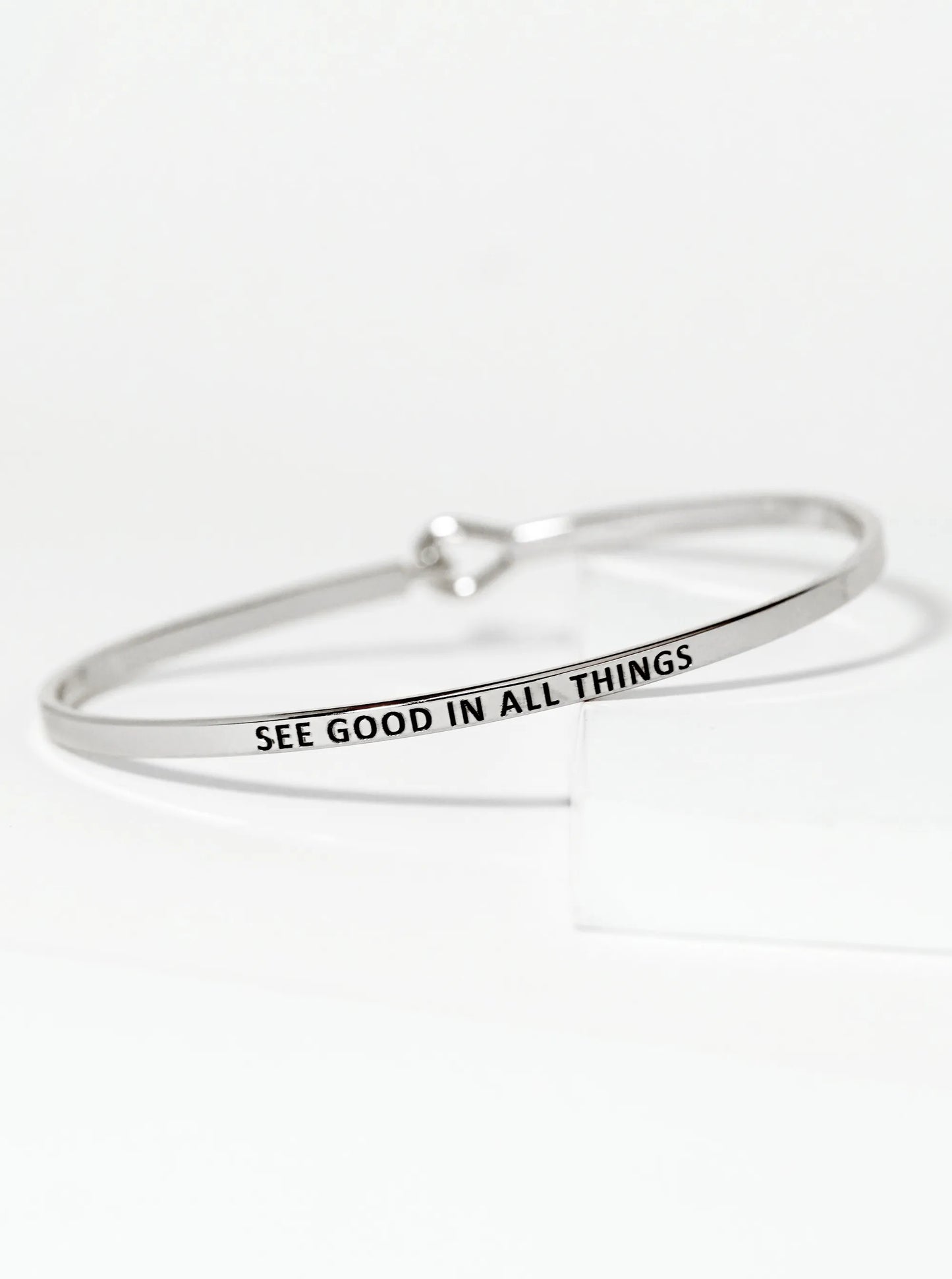 See Good In All Things Engraved Inspirational Bangle Bracelet