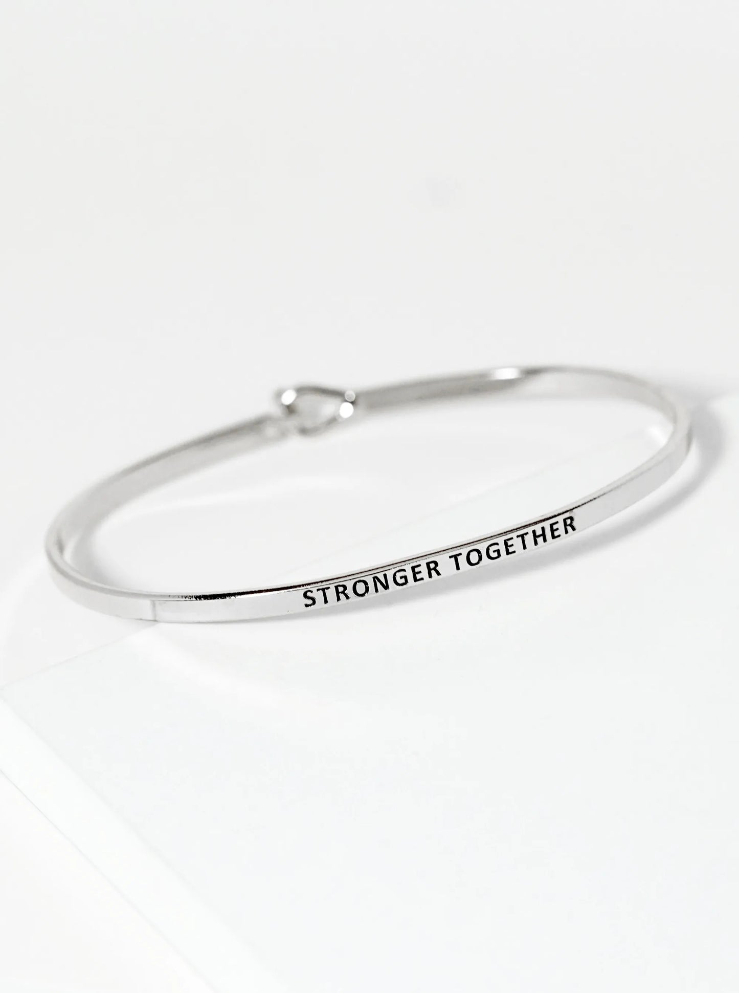 Stronger Together Engraved Inspirational Bangle Bracelet