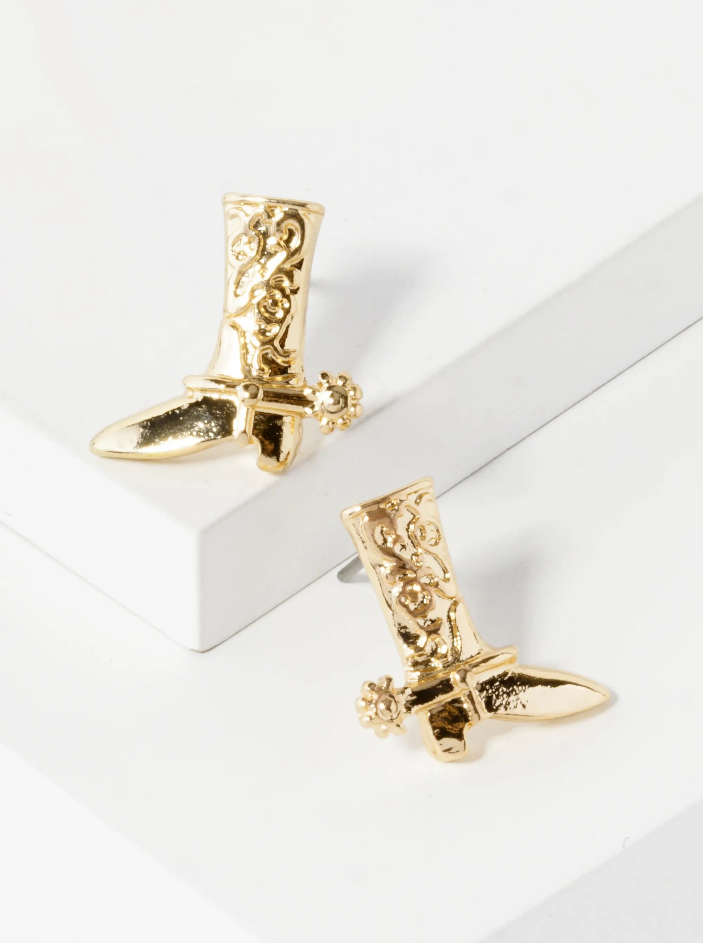 Textured 15mm Cowboy Cowgirl Boot Stud Earrings