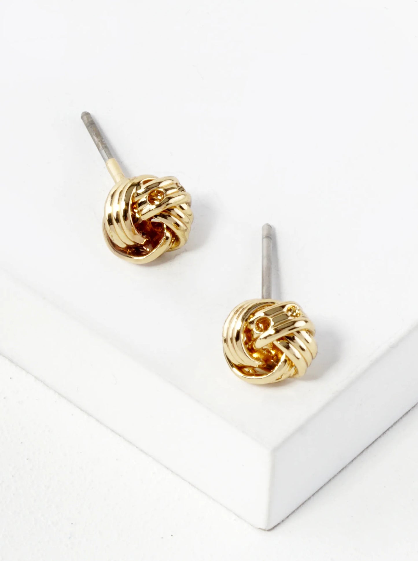 Textured Metal 6mm Dainty Love Knot Stud Earrings