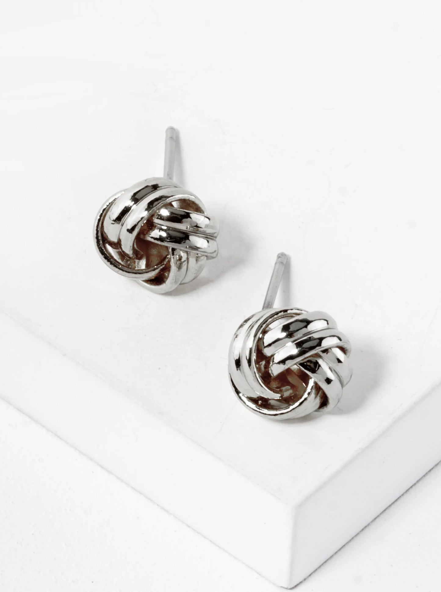Textured Metal 9mm Love Knot Stud Earrings