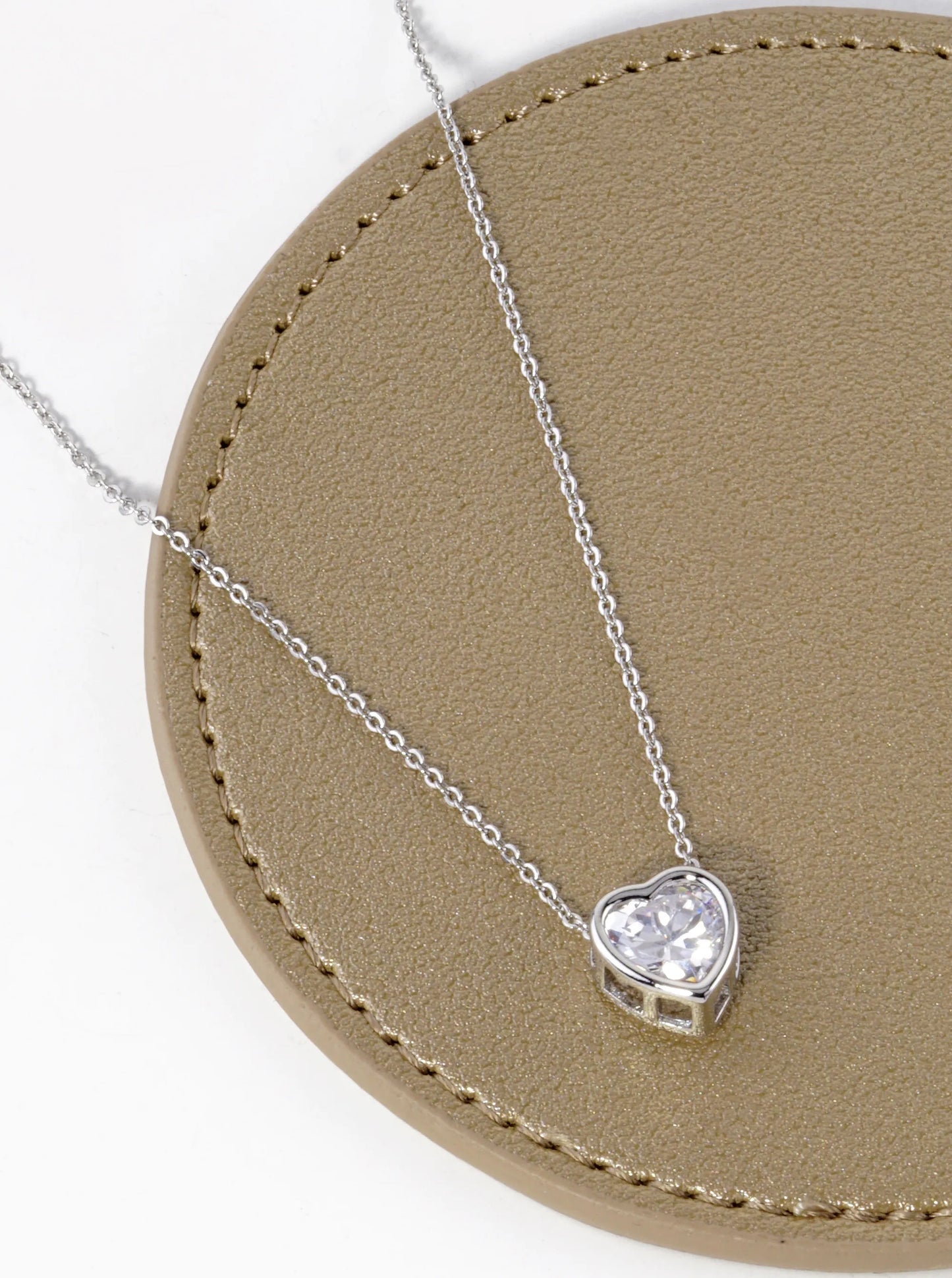18K Gold Dipped 12mm CZ Stone Heart Pendant Necklace