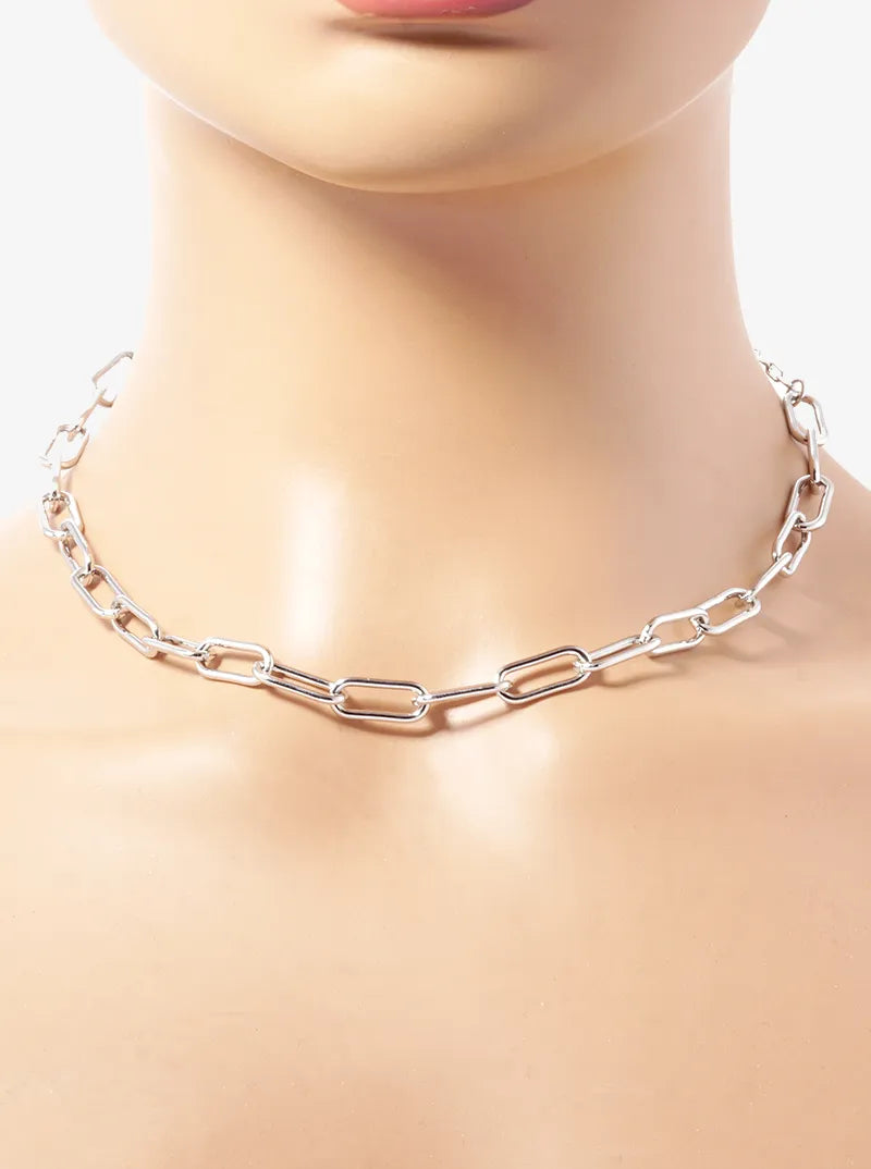 White Gold Dipped 20mm Link Chain Necklace