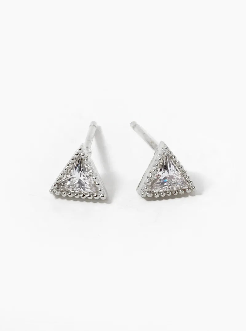 18k Gold Dipped 5mm CZ Triangle Stud Earrings