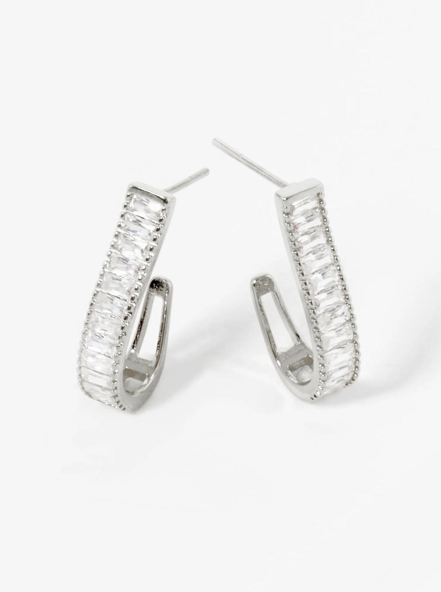 18k Gold Dipped Baguette CZ Pave 20mm Hoop Earrings
