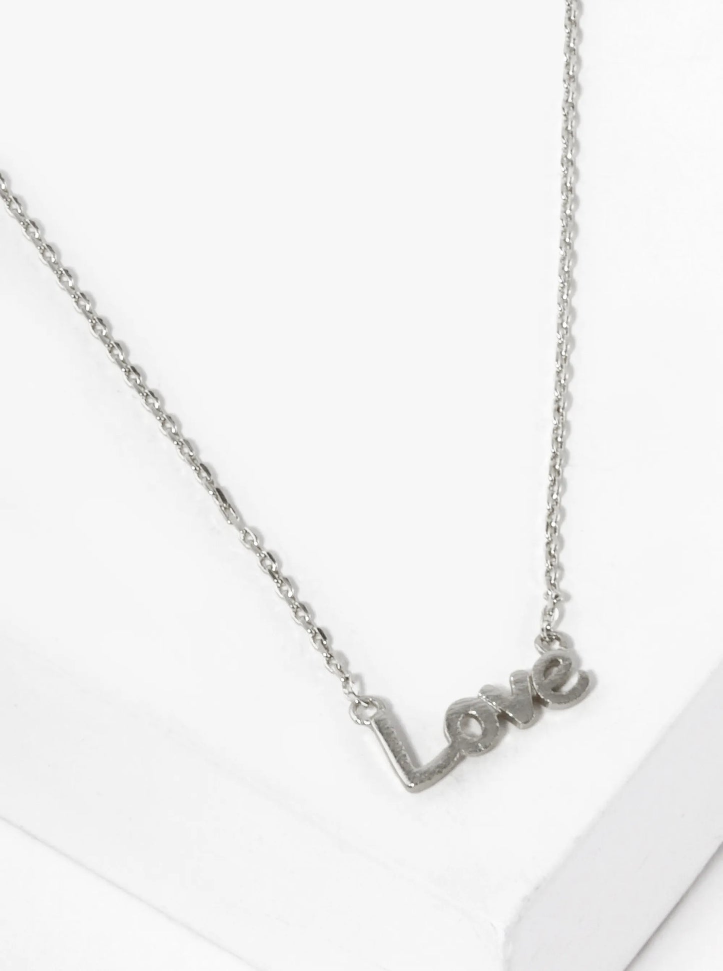 18K Gold Dipped Brushed Brass Love Pendant Necklace