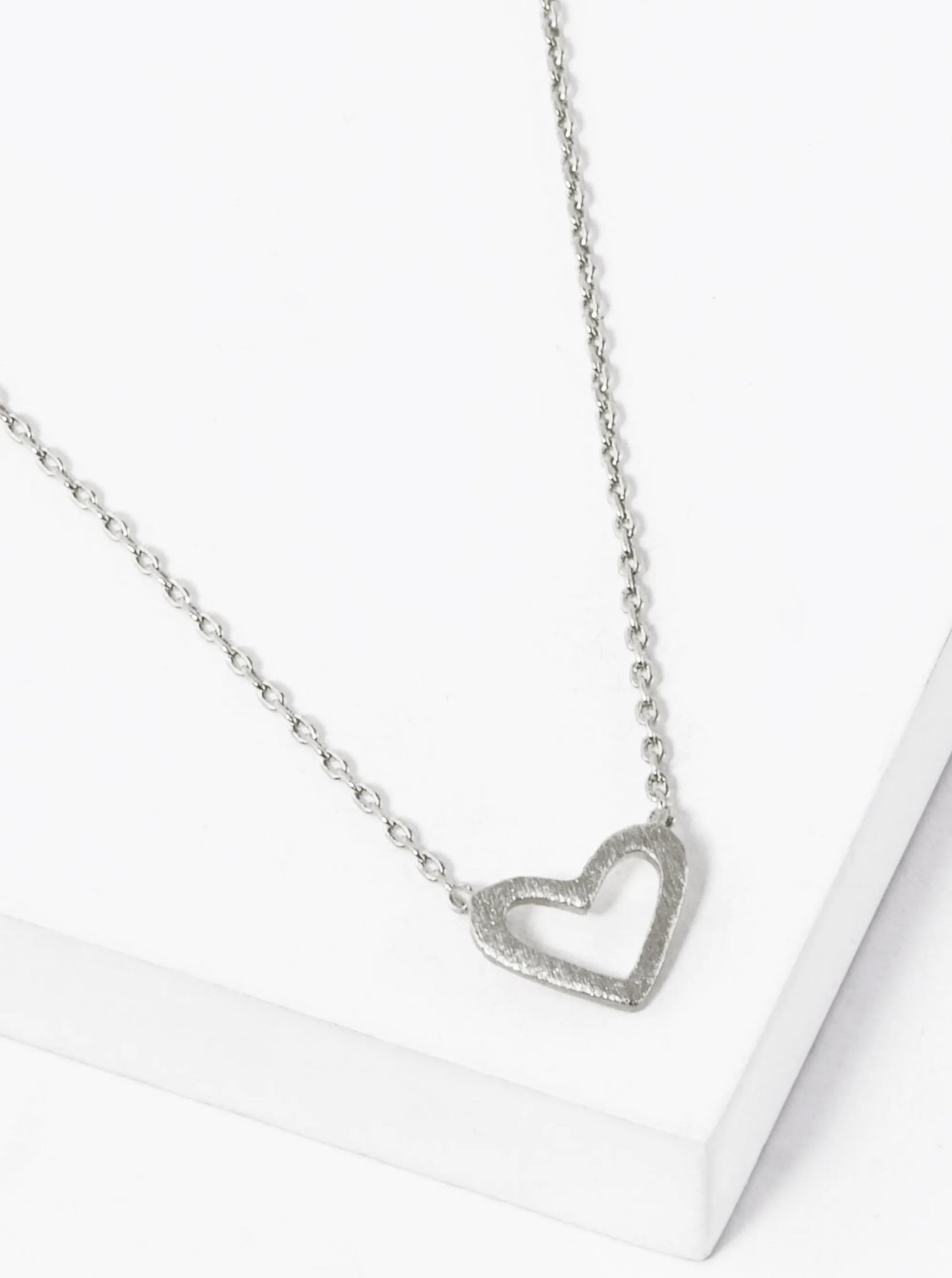 18K Gold Dipped Brushed Metal Heart Pendant Necklace