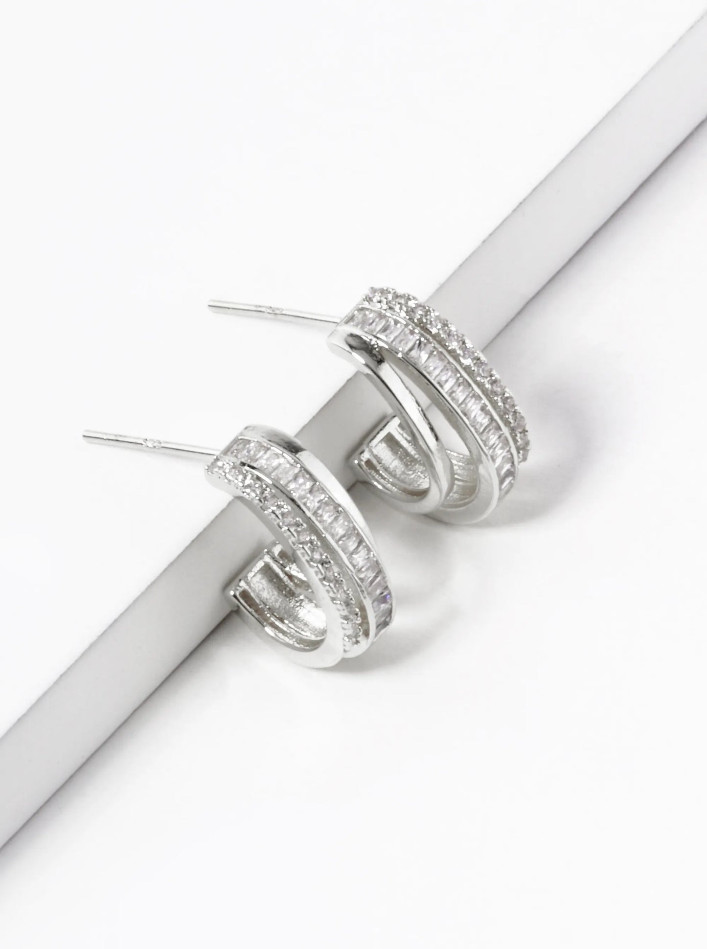 18k Gold Dipped CZ Pave 15mm Layered Hoop Earrings