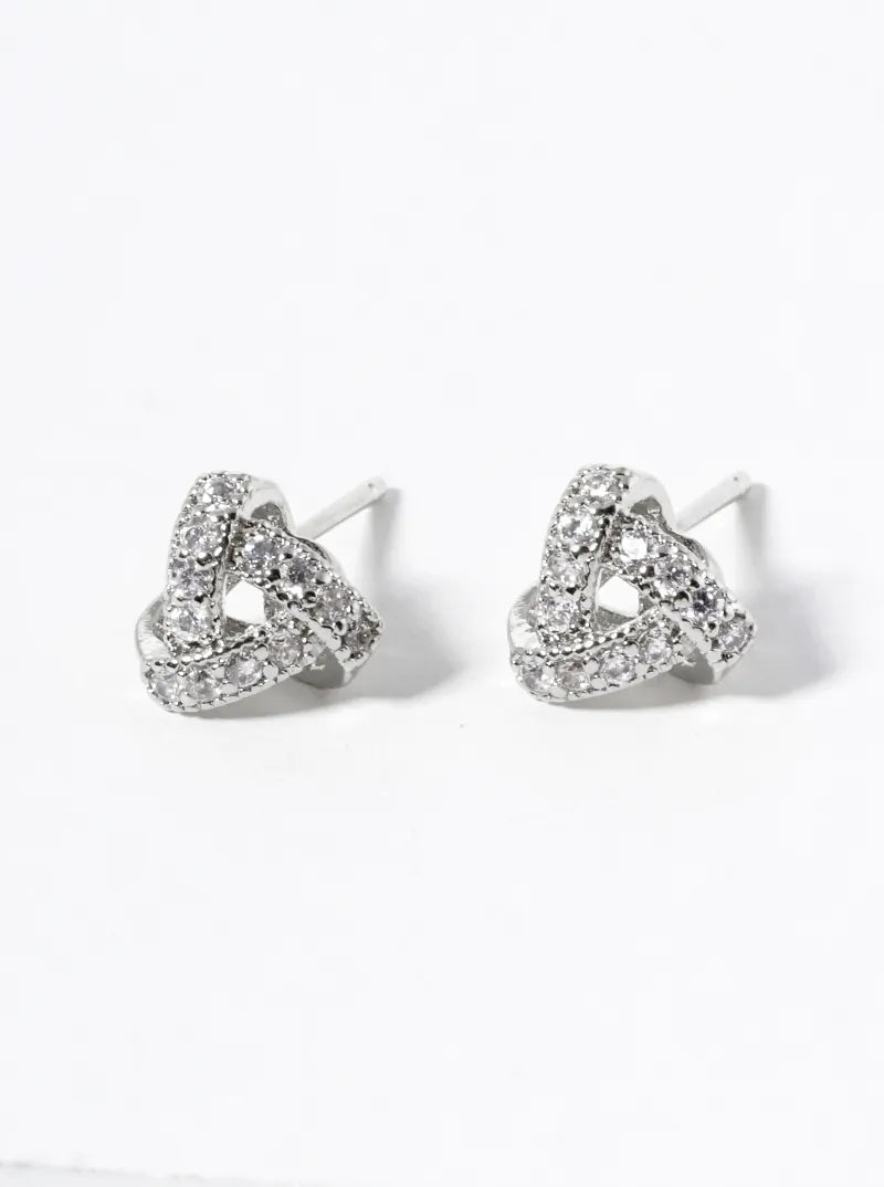 18k Gold Dipped CZ Pave 8mm Triangle Post Stud Earrings