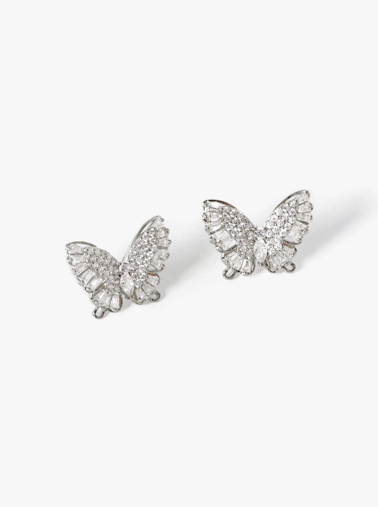 18K Gold Dipped CZ Pave Butterfly Stud Earrings