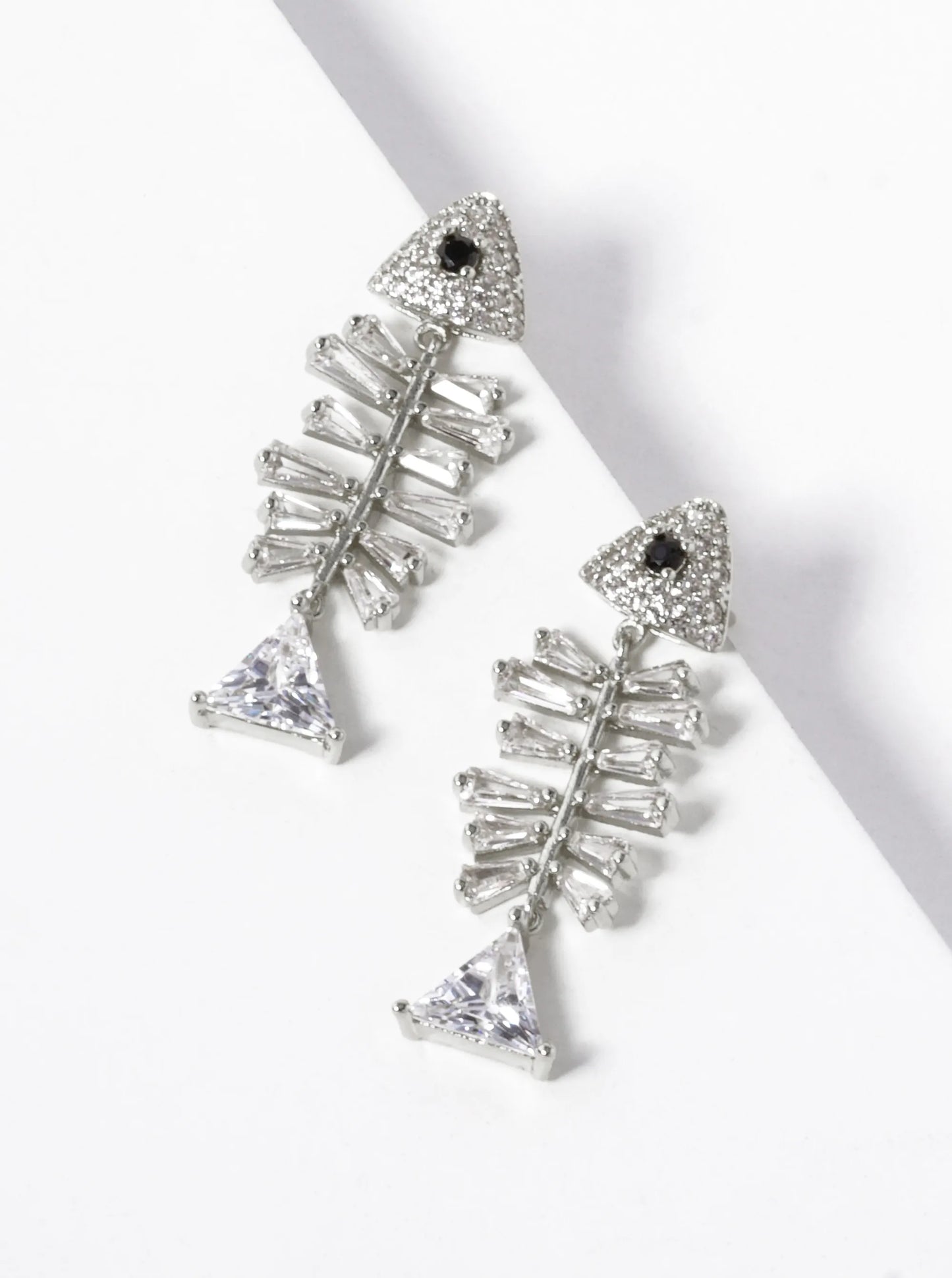 18k Gold Dipped CZ Pave Fishbone Earrings